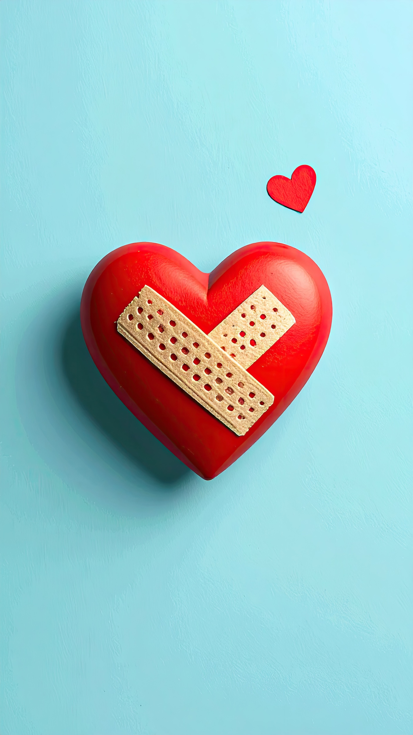 Broken Heart with Bandages, Sadness, Hurt Feelings, Emotional Pain, Relationship Problems.