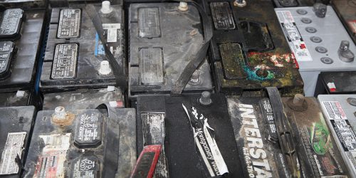 Lead Acid Batteries are your normal car, truck, motorcycle, and lawn tractor batteries. These batteries are about 60% lead by weight. They are not normally encased in Steel.